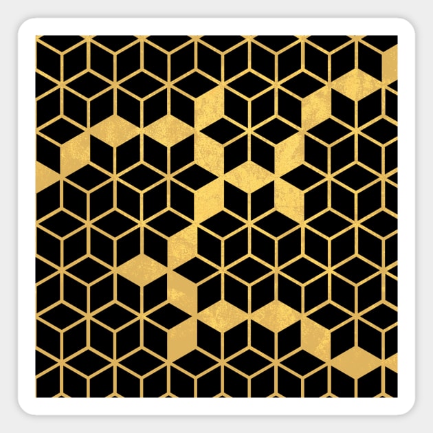 Black and Gold Cubes Magnet by speckled